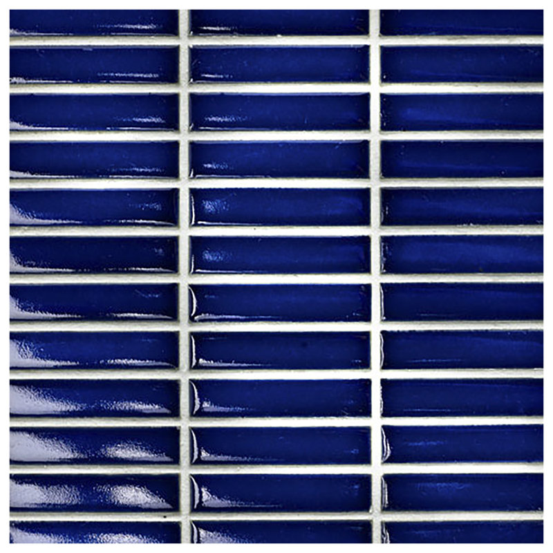 Carreau de mosaïque en céramique 2 po x 0,4 po pour mur et plancher, Bleu