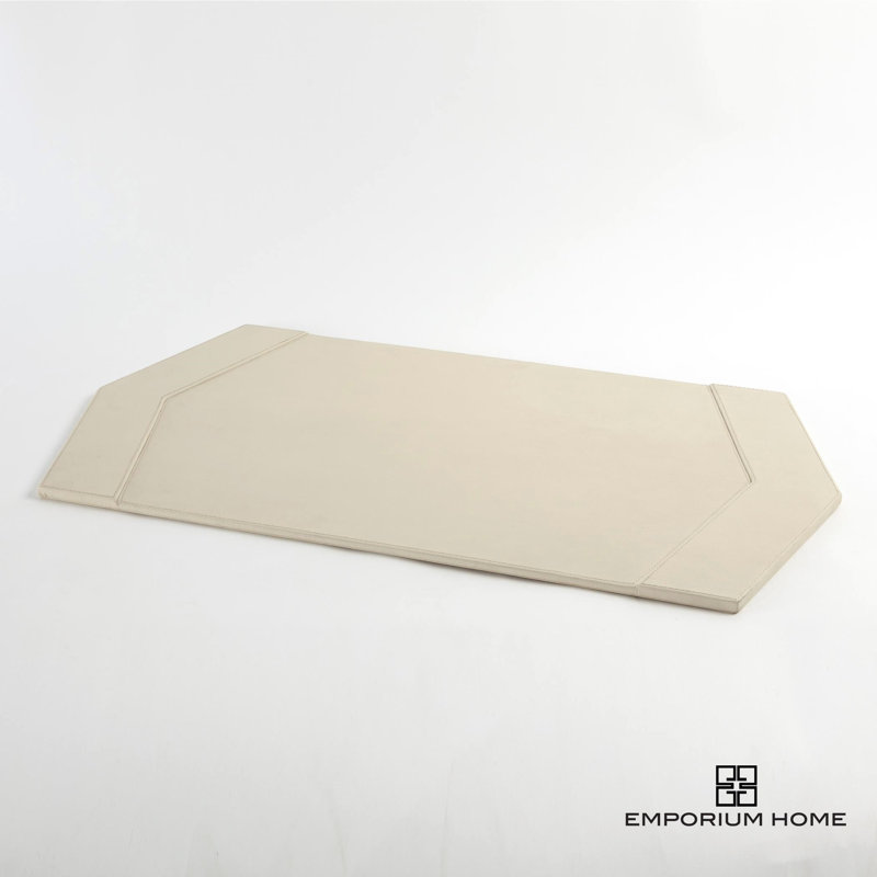 Tiffany Desk Blotter-Graphite Leather, Ivory