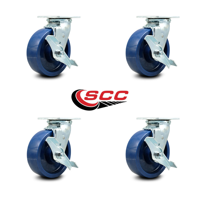 Ensemble de roulettes pour boîte à outils - Roulettes pivotantes en polyuréthane solide de 6 pouces - SCC