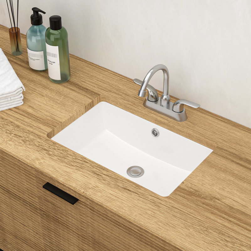Lucilla 18"X12" Rectangular Ceramic Undermount Bathroom Sink With Overflow - Elegant Design, Smooth Surface For Renovation White Modern Classic Style, Acid Resistance Restroom