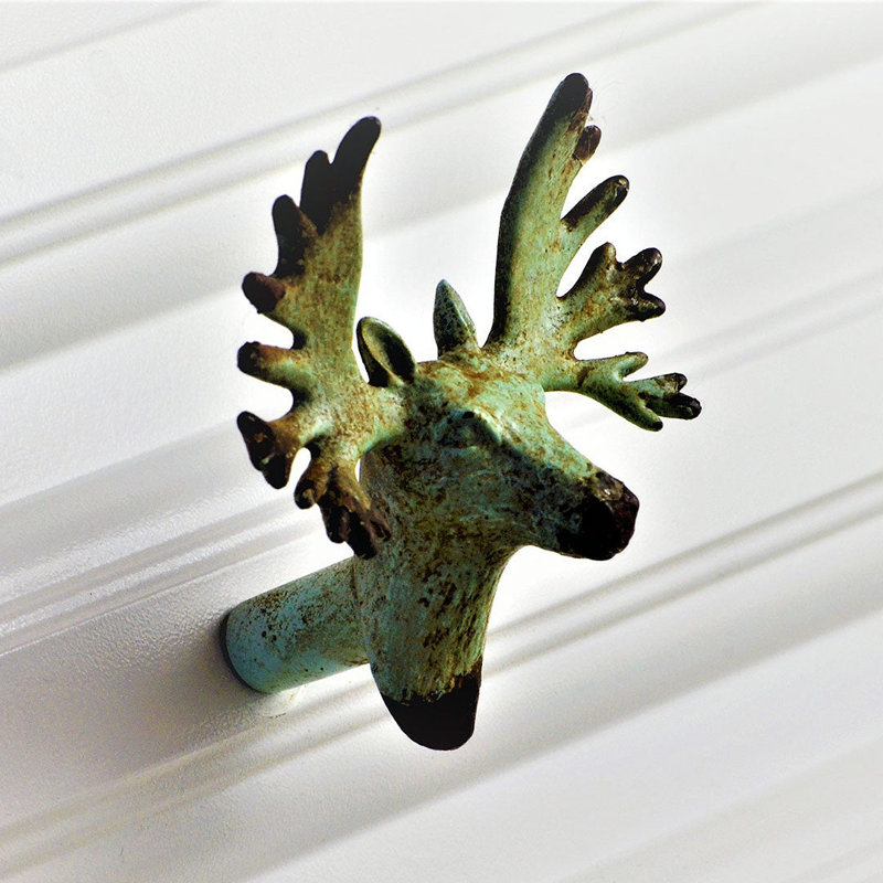 Multipack de boutons de fantaisie 2 1/2 "Stag Head, Vert-de-gris antique