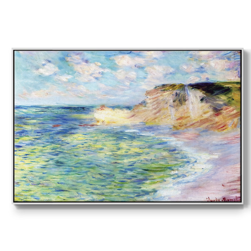 Falaises à Amont, 1885, reproduction d'art sur toile, H 27 po x l 41 po x P 2 po, Toile encadrée flottée blanche