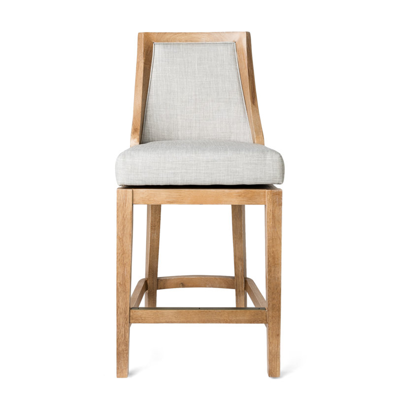 Vienna Weathered Oak Swivel Counter Stool with Sand Upholstery
