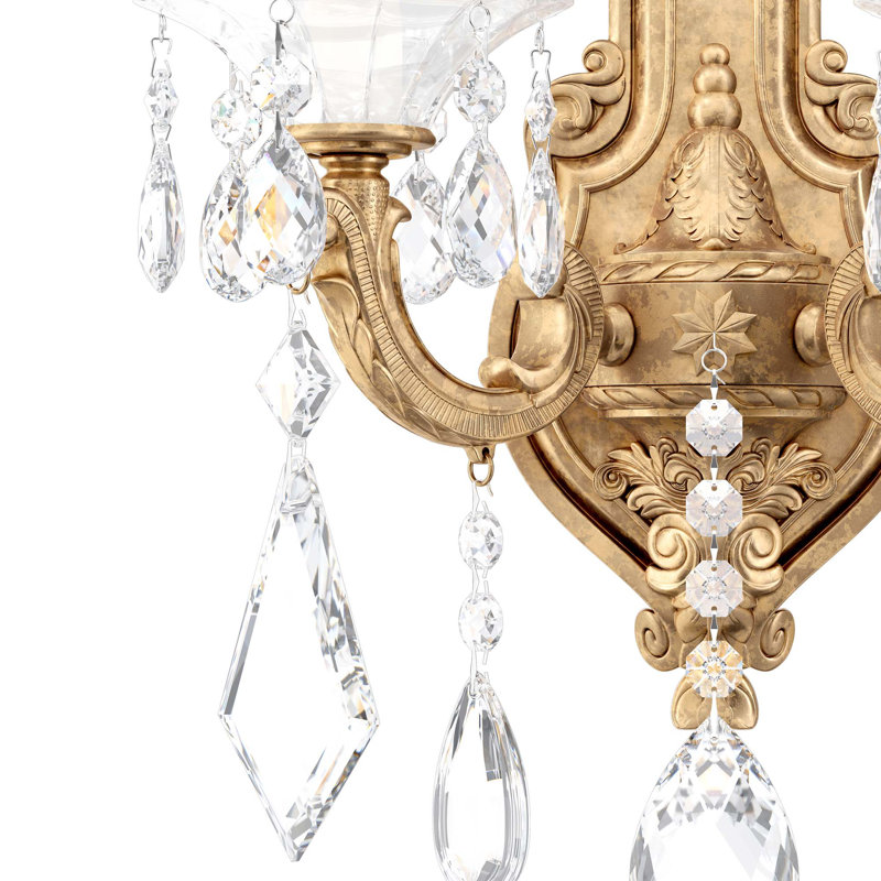 La Scala 1-Light Candle Wall Light, Radiance Crystal, French Gold