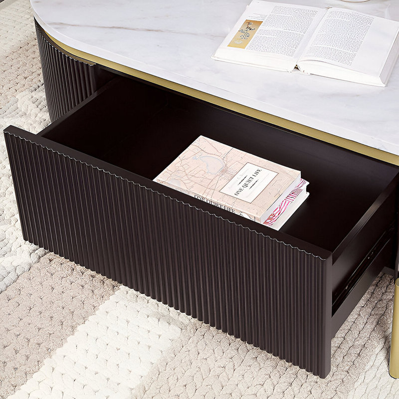 Table de bout 1Pc, Noir / noyer foncé