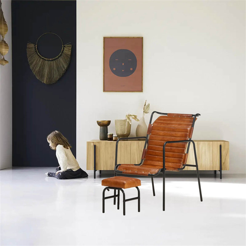 Upholstered Accent Chair with Footstool