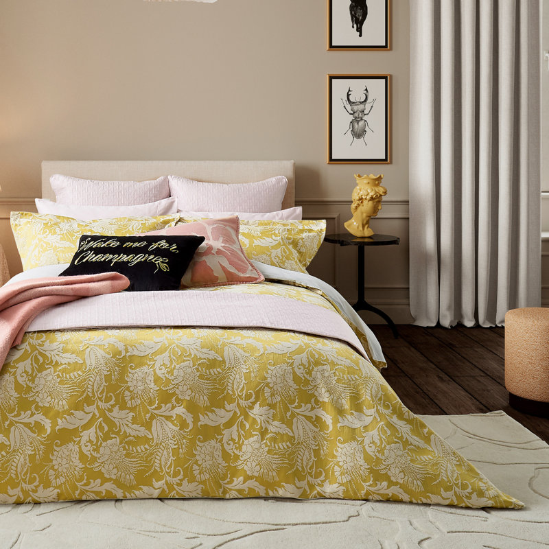 Cotton Blend Sateen Floral Comforter, King Comforter + 2 King Pillows