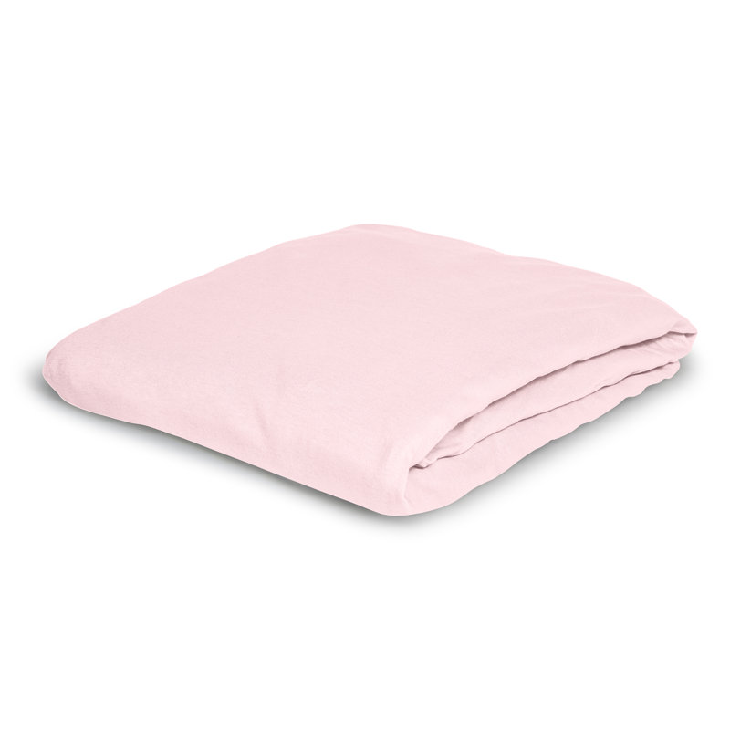 Jupiter 100% Cotton Jersey Knit Fitted Sheet, Light pink, 100-120 x 200-220cm
