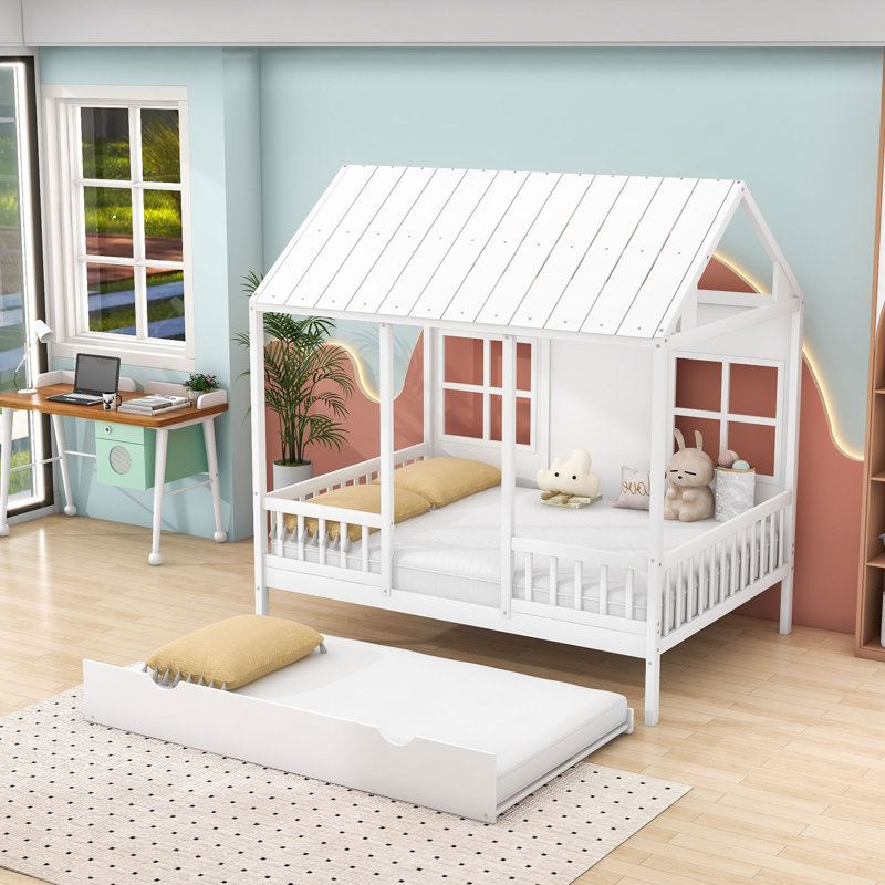 Merna Full Wood House Bed, White