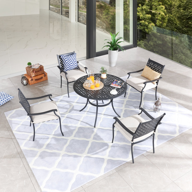 Ensemble repas pour 4 personnes avec coussins Shipp, Beige