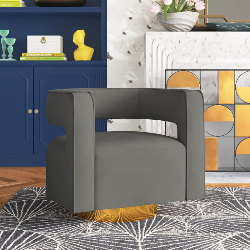 Aysha Velvet Swivel Accent Chair, Gray Velvet
