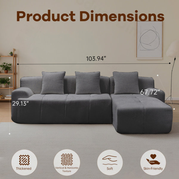 Latitude Run® Modern Cloud Sofa, Modular Sofa With L-Shaped Chaise ...
