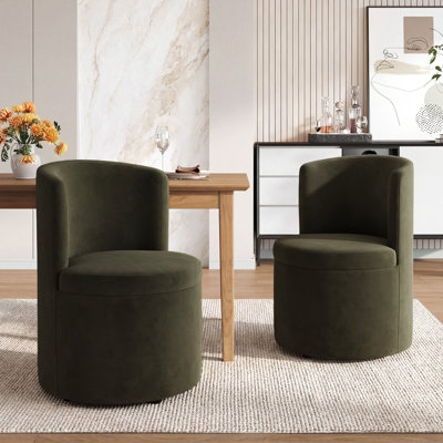 Upholstered Fully Assembled Swivel Dining Chairs (Set of 2)