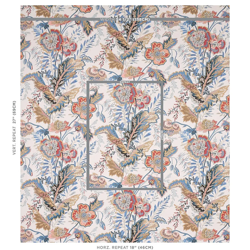 Sandoway Vine Wallpaper, Red/Blue