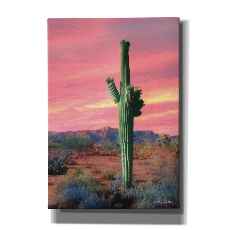 'Vibrant Cactus Sunset' by Lori Deiter, Canvas Wall Art, 26" H x 18" W x 0.75" D