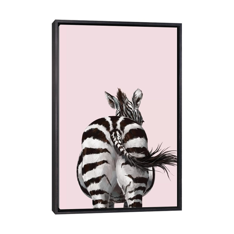 Art à bout zèbre, H 26 po x l 18 po x 1,5 po, Toile avec cadre noir patiné