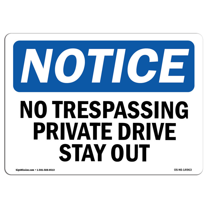 Panneau en aluminium 12 x 18 No Trespassing