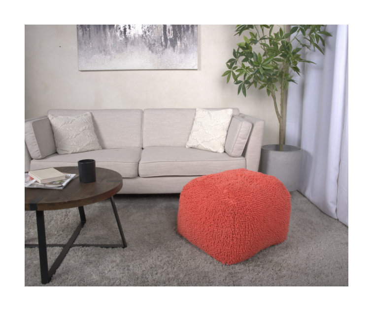 Repose-pieds en microfibre Coral, Microfibre / microsuède orange