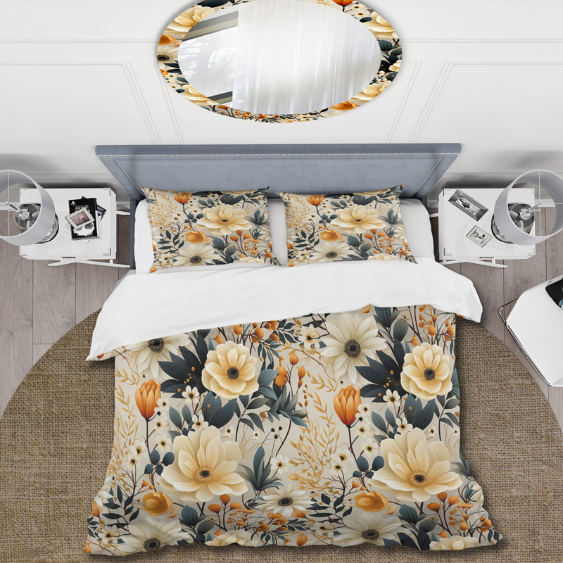 Literie, coquelicots et fleurs terreuses, Housse de couette simple + 1 taie décorative stan