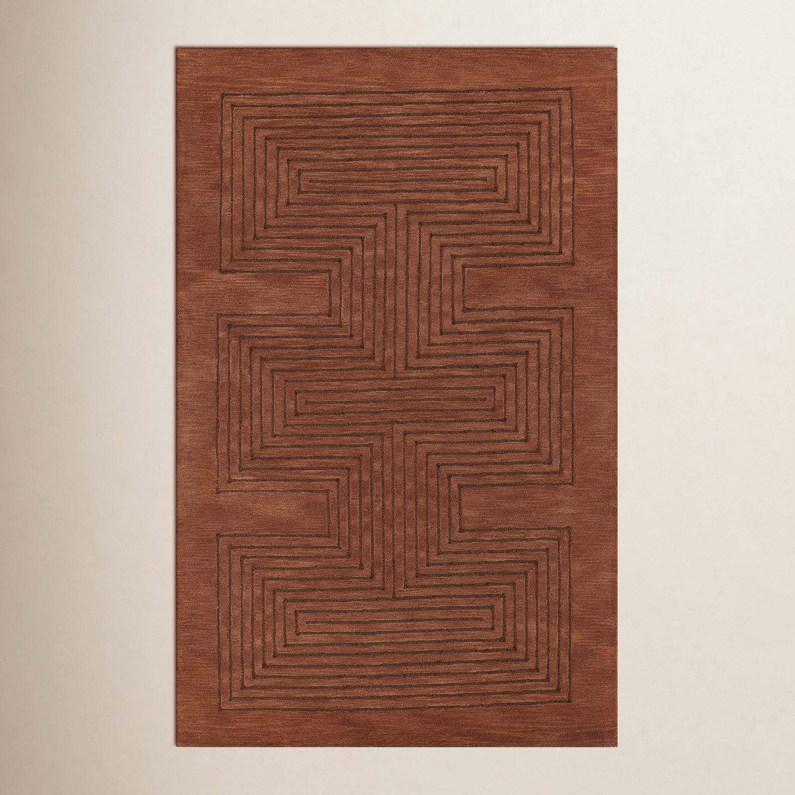 Orlie Hand Tufted Wool Brown Rug, Rectangle 9' x 12', Brown