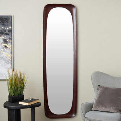 Wood Oval Minimalistic Room Wall Mirror