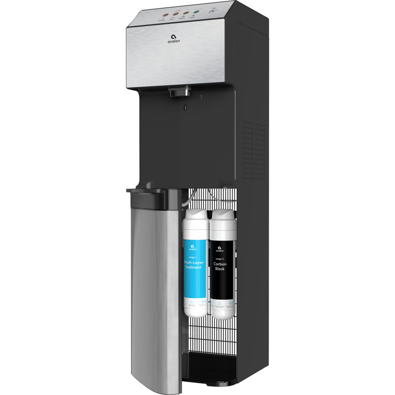 Refroidisseur d'eau électrique autoportant pour bouteilles d'eau chaude, froide et à température ambiante, Argent / noir