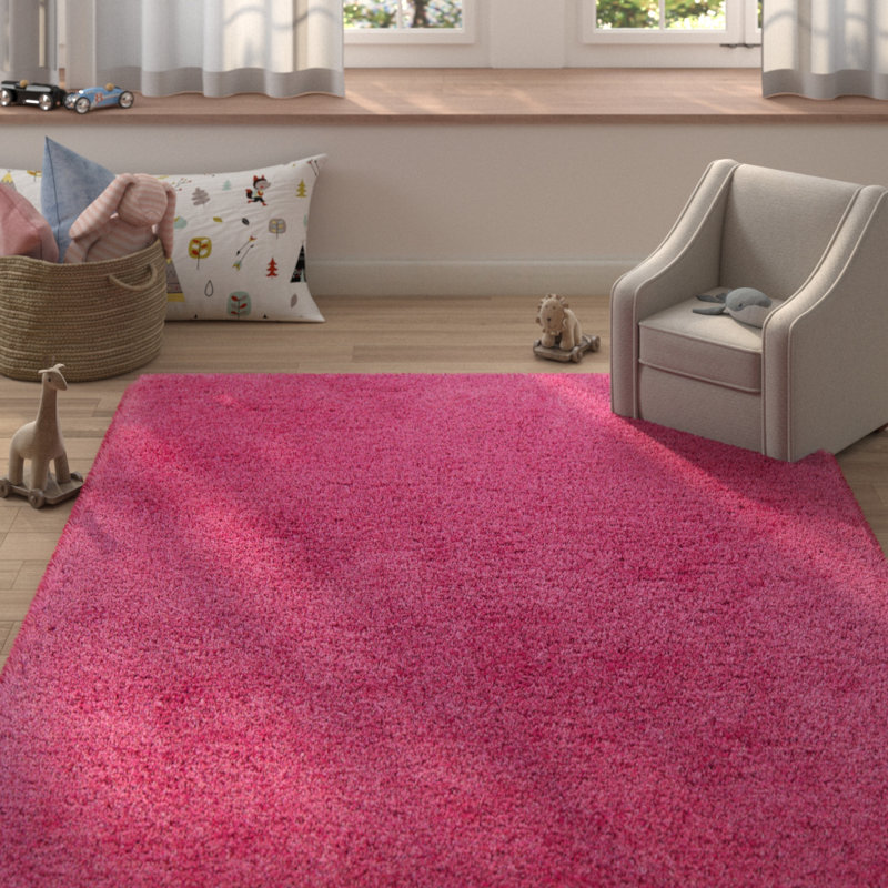 Tapis rose vif tissé à la main Garretson, Rectangle 9 pi x 13 pi