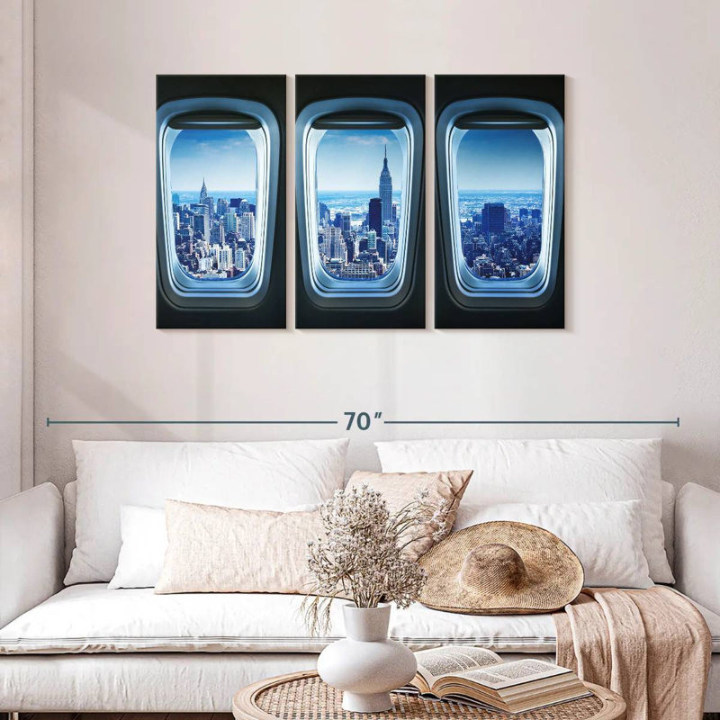 Mehar NY From Plane Window, 28" H x 45" W