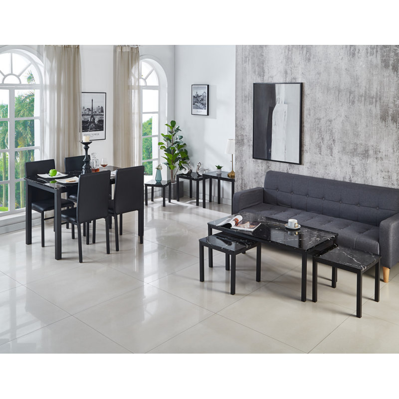 Calmer 4 - Person Dining Set, Black