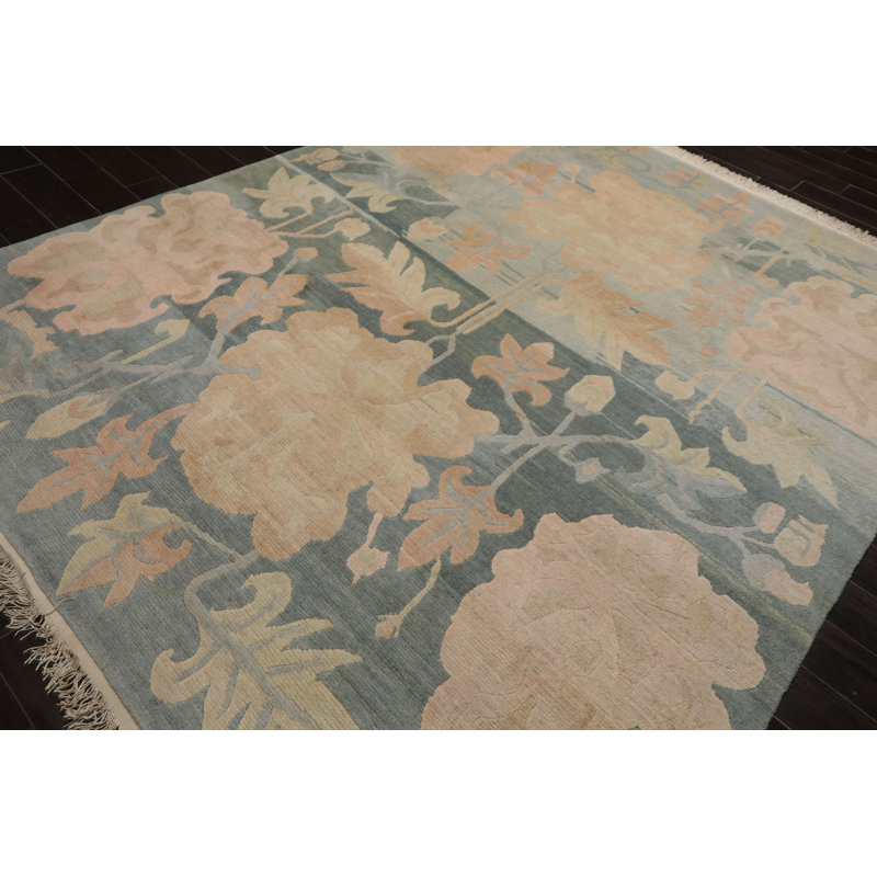 Tapis art déco beige en laine noué à la main 8 x 10 8 x 10