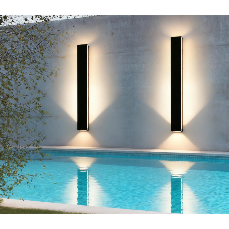 Long Linear LED Outdoor Wall Light, 50W IP65 Waterproof Wall Sconce, 3 Color Temperature Adjustable, Modern Exterior Porch Lighting For House, Garden, Garage