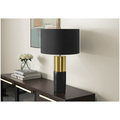 Lighting, 25 po, lampe de table, béton noir, abat-jour noir, contemporain