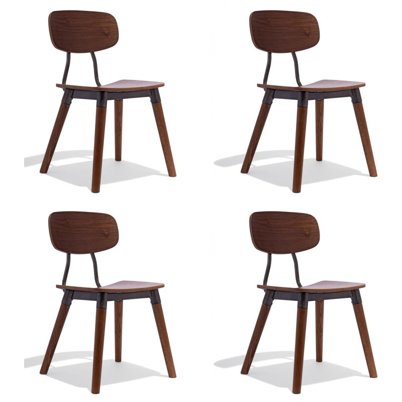 Chaise d’appoint à dossier en lattes de bois massif noyer