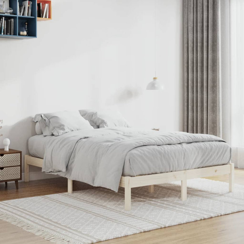 Bed Frame Solid Wood, Wood Pine, 137 x 190cm