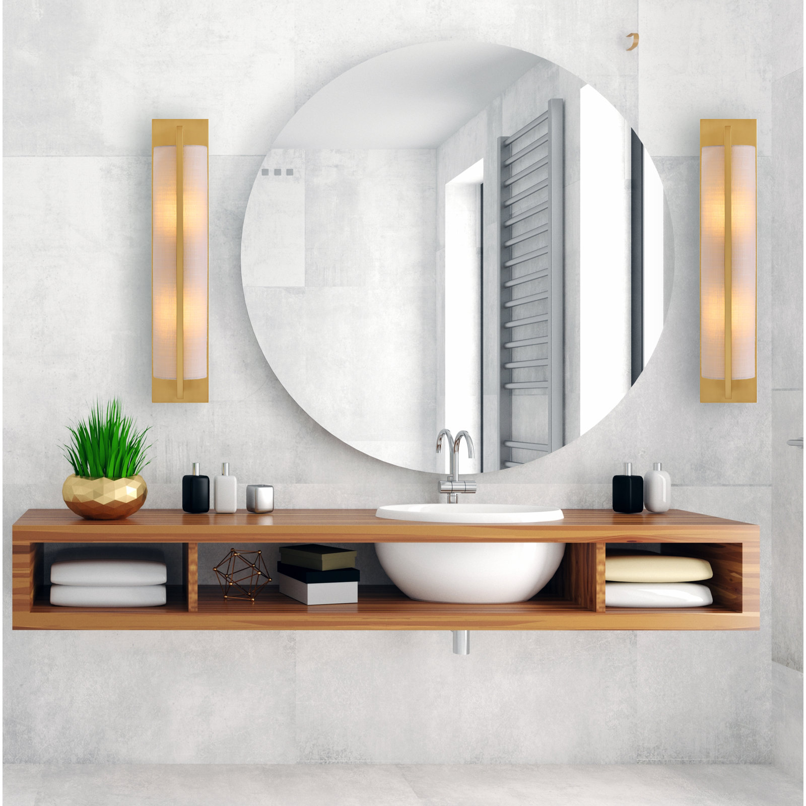 Priam 2 Light Dimmable Wall Sconces, Warm Brass