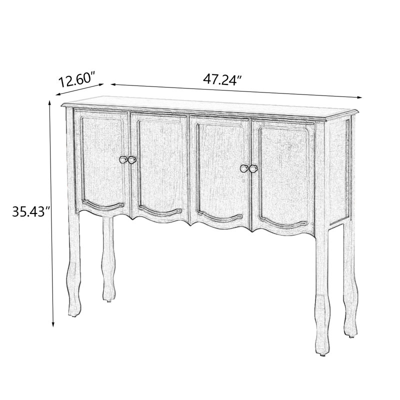 Dark Walnut Solid Wood Rectangular Console Table, 35.43" H x 47.24" W x 12.6" D