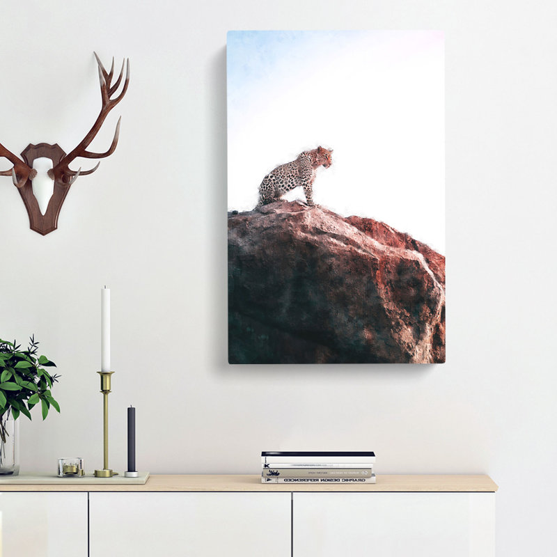 Leopard Upon The Rock - Wrapped Canvas, 60cm H x 40cm W x 3cm D