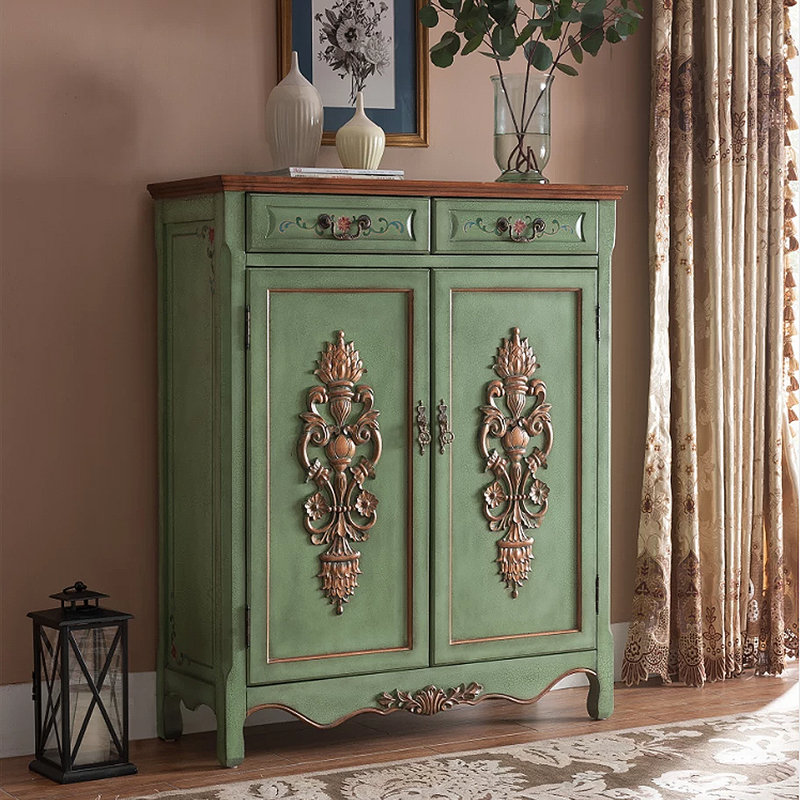 American vintage shoe cabinet side cabinet, Green
