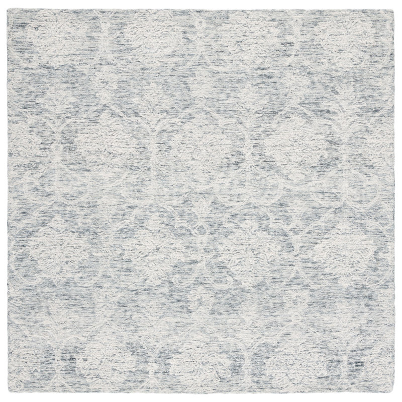 Tapis damas en laine et en coton touffeté à la main Alfkil Metro, Carré 6 pi