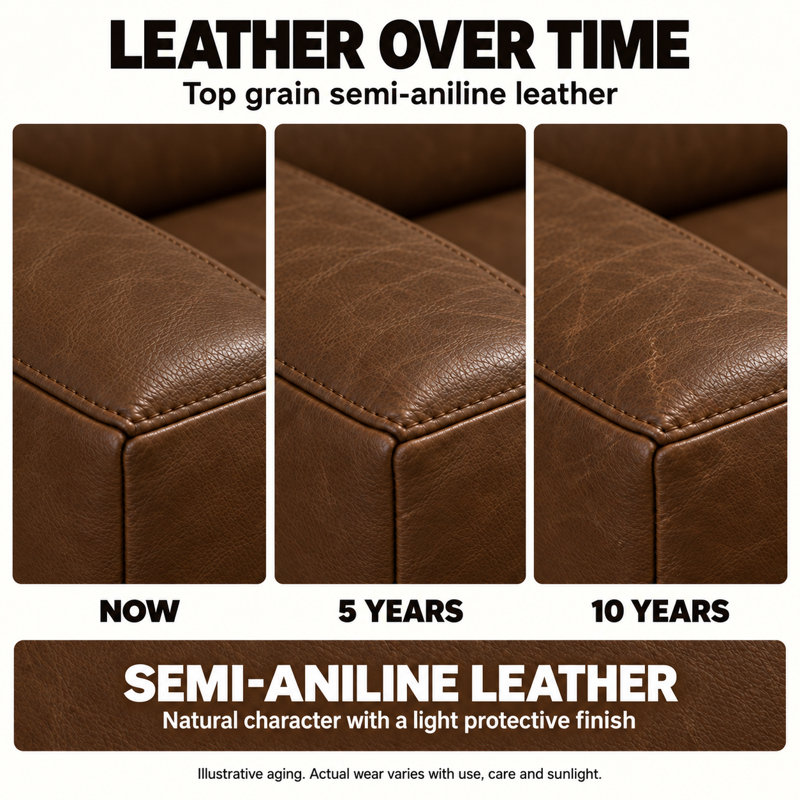 Ramba Classic Indulgent 100% Top Grain Leather Sofa, Made to Order, Laguna Fawn