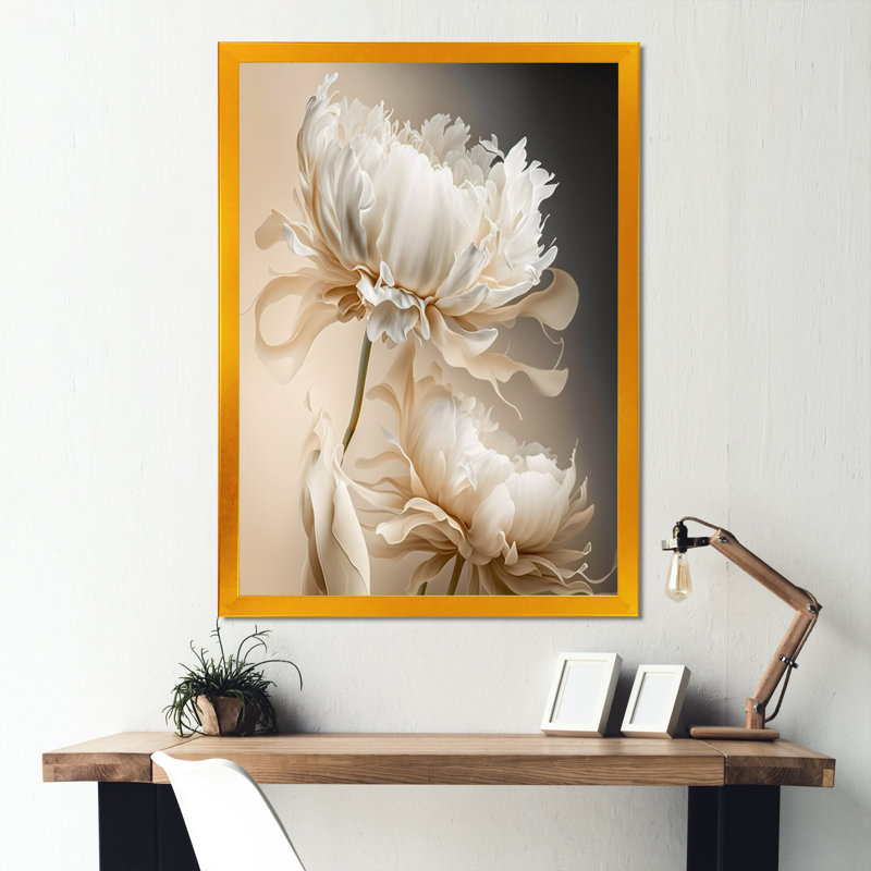 Peony Flower I - Print on Canvas, Gold Picture Framed, 40" H x 30" W