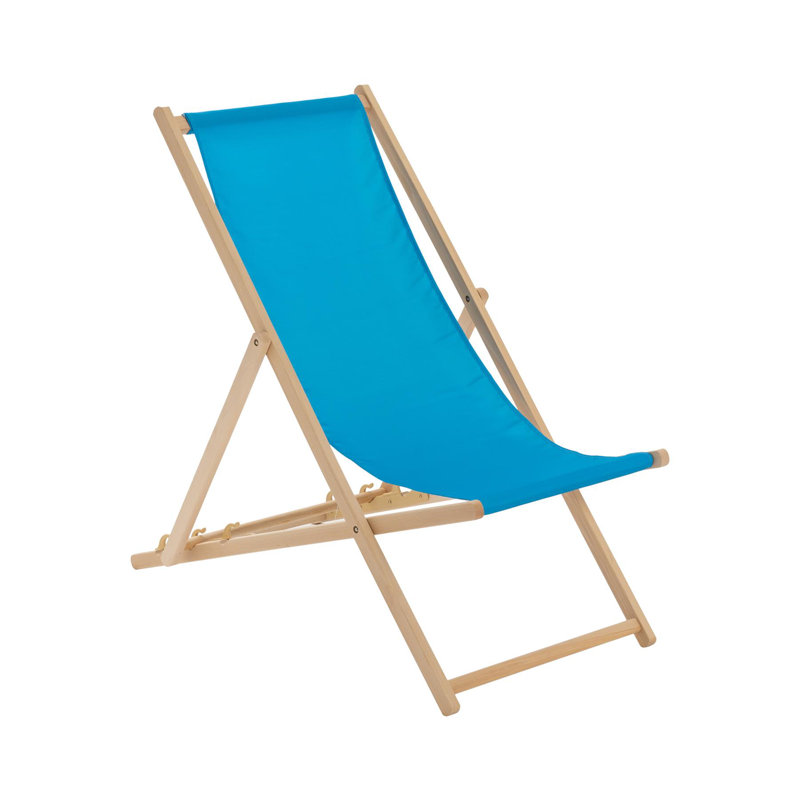 Folding Wooden Deck Chair, Light Blue