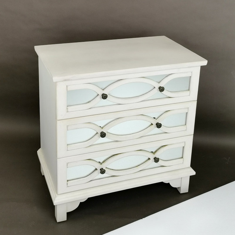 Commode à miroir 3 tiroirs Elowen, Blanc