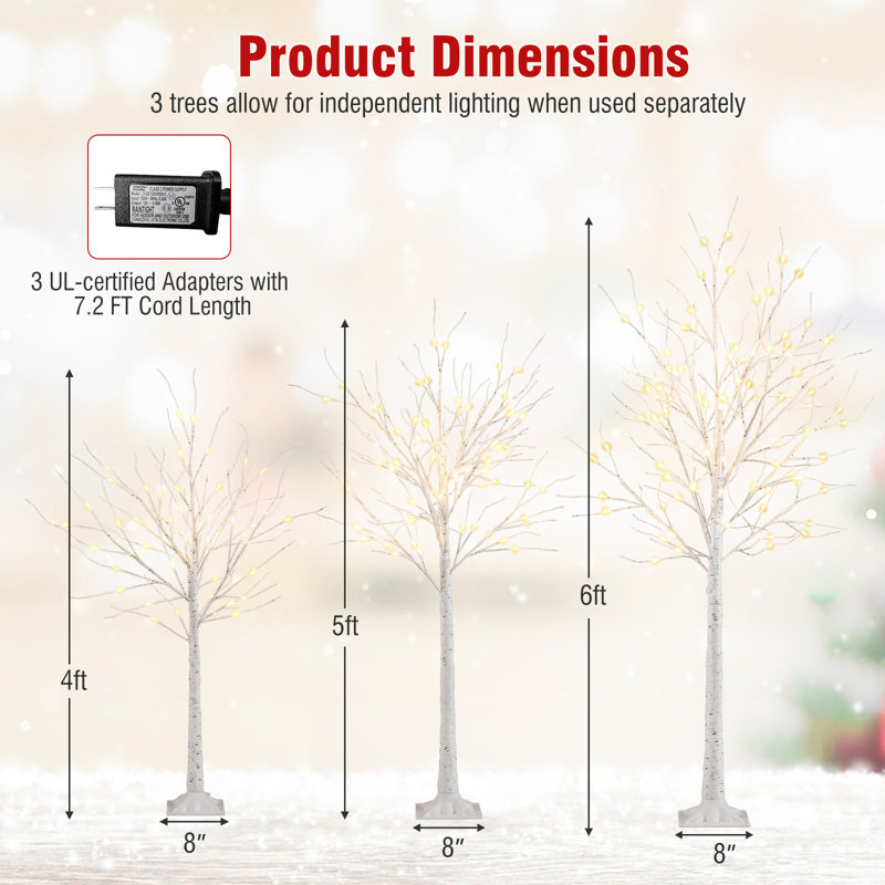  Arbre de Noël artificiel extérieur illuminé 4/5/6 pi avec 216 lumières DEL blanc chaud
