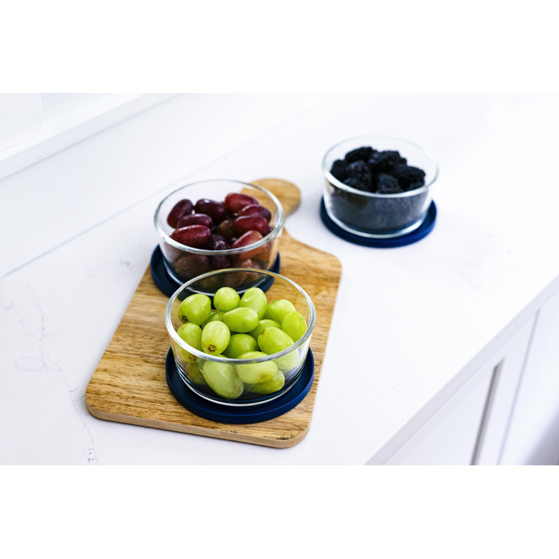 Contenant alimentaire en verre pour préparation 6 pièces (2 tasses / 16 oz), Bleu