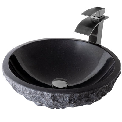 Novatto 17'' Granite Circular Bathroom Sink with Faucet