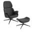 Chaise longue pivotante Somerton en tissu noir et similicuir noir avec base noir mat-744539135