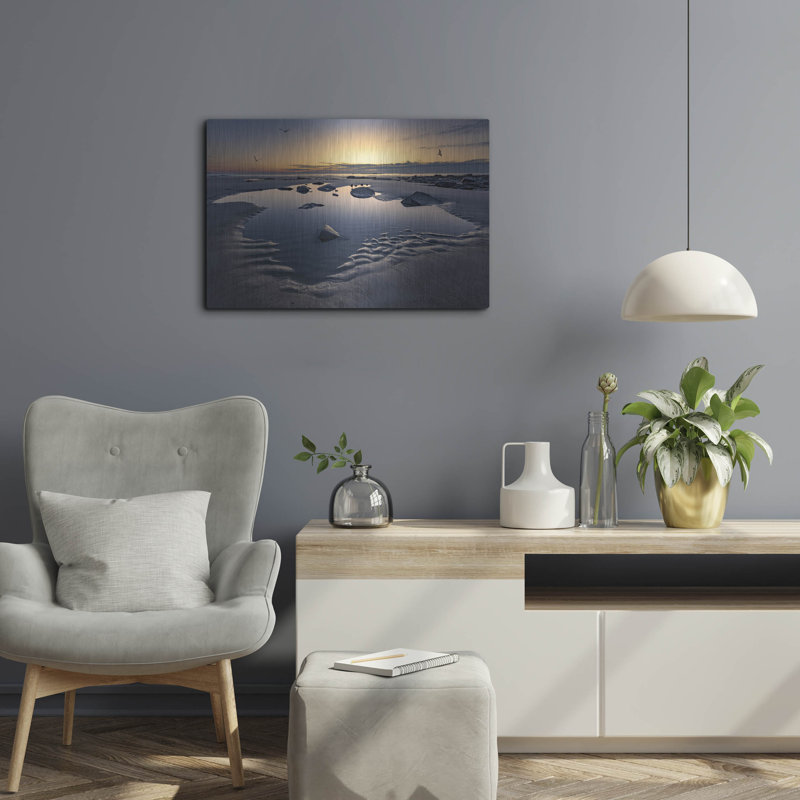 Mur de métal Highland Dunes «Wells Beach Solitude» par Rick Berk, H 16 po x l 24 po