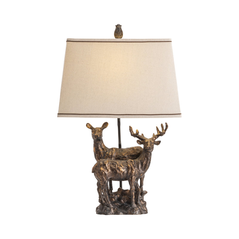 30" Resin Table Lamp With Tan Shade