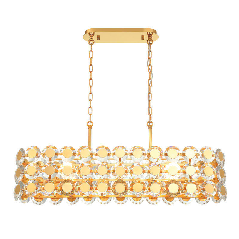 Lustre 8 lumières Perrene, Doré